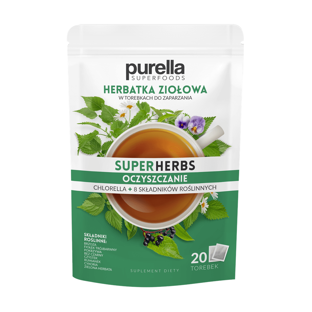 PURELLA SUPERHERBS Herbatka ziolowa do zaparzania Oczyszczanie. 242,57 zl/kg