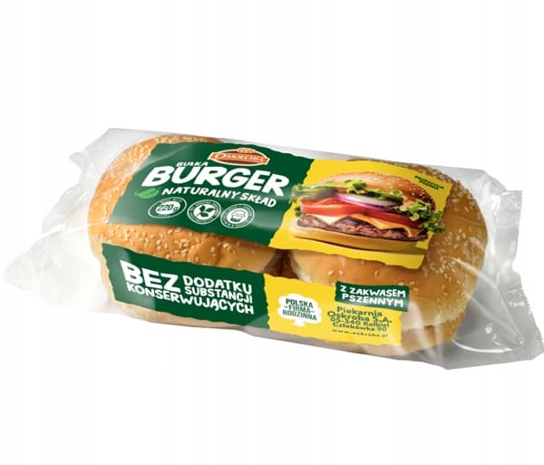 OSKROBA Bulka pszenna z sezamem hamburger 4 szt.. 29,50 zl/kg