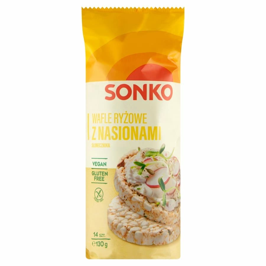 SONKO Wafle ryzowe z nasionami slonecznika bezglutenowe. 33,00 zl/kg