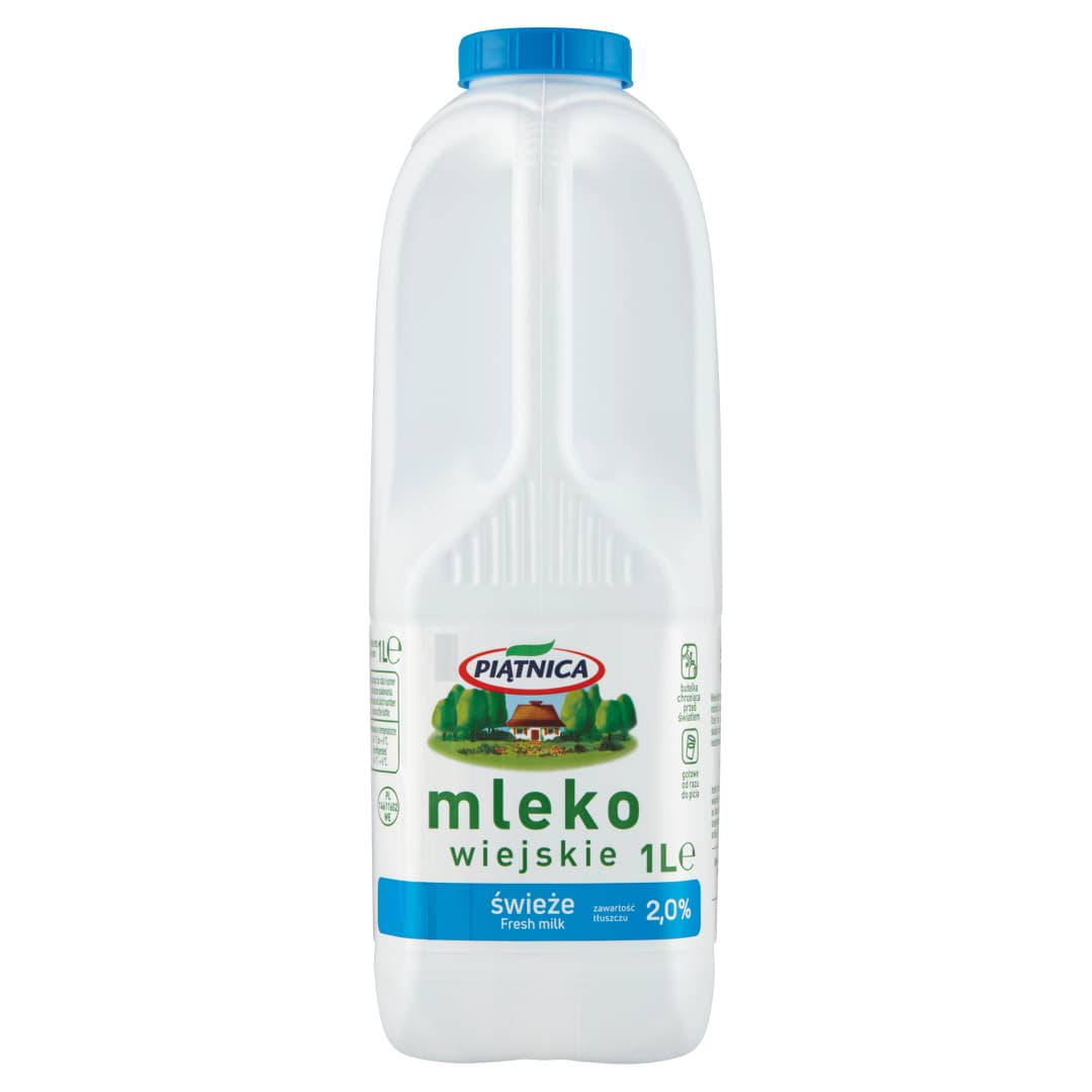 PIATNICA Mleko Wiejskie Swieze 2%. 3,99 zl/l