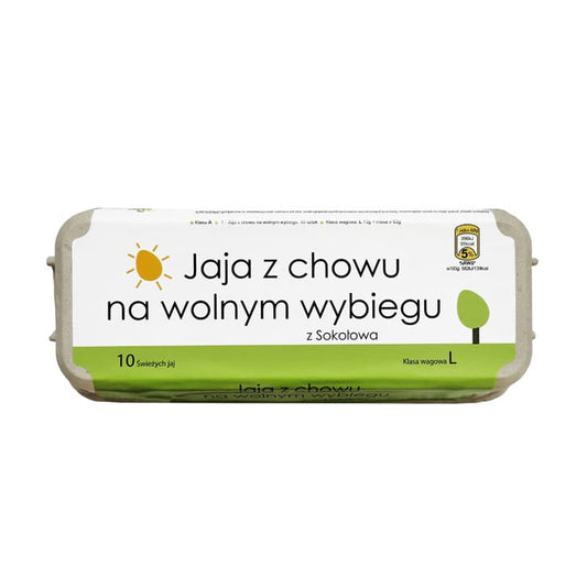 JAJA Z SOKOLOWA Jaja z chowu na wolnym wybiegu rozmiar L 10 szt.. 1,44 zl/szt.