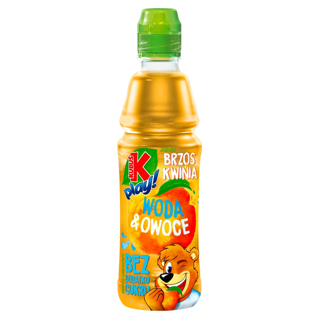 KUBUS PLAY! Woda & owoce napoj owocowy jablko brzoskwinia. 7,98 zl/l
